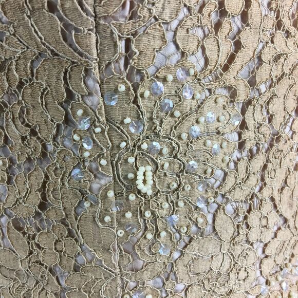 VTG Siegelstoff Haute Couture Modele Dress Beige Lace Long Pencil Crop Jacket - Picture 6 of 10